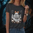 thumbnail image 2 of TOWED22 Fall Shirts for Women Halloween Bow Ghost Flower Graphic Tees Spooky Season Tops Cute Autumn Halloween T-Shirt(Grey,XL), 2 of 8
