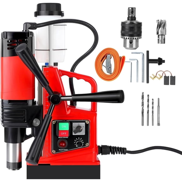 YUSAZENS 1300W Magnetic Drill- 110V US Plug Dual Rail Mag Drill Press- 700RPM Forward Reverse Control 2PCS Kit- 1.57 Inch Max Drilling Size