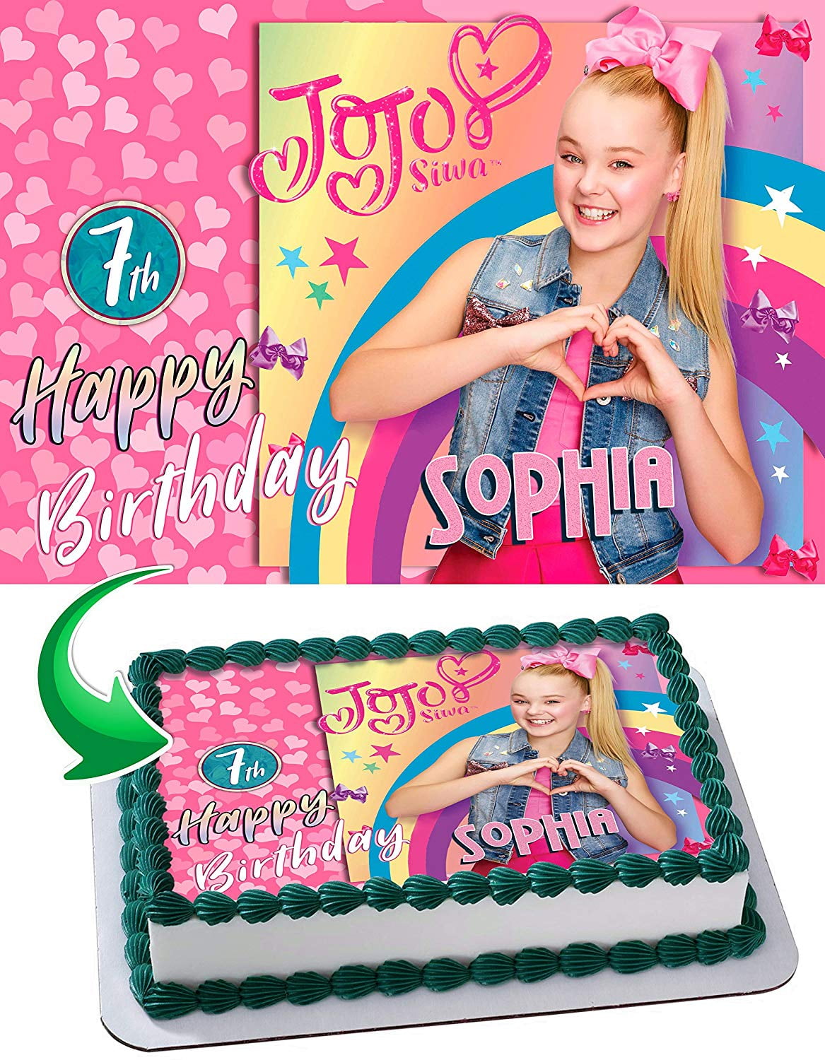 JoJo Siwa Edible Cake Image Topper Personalized Birthday Party 1/4