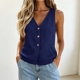 thumbnail image 2 of Wyongtao Womens Sweater Vest Knitted V Neck Sleeveless Button Down Cardigan Lightweight Casual Trendy Fall Clothes (2XL, Navy), 2 of 7