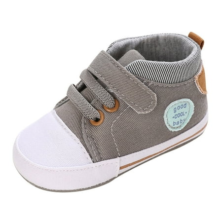 Kids Shoes Size 12 For 6 Months-12 Months Spring And Summer Children Boys And Flat Soles Light Soft Comfortable Solid Color Canvas Hook Loop Kids Sneakers Gray