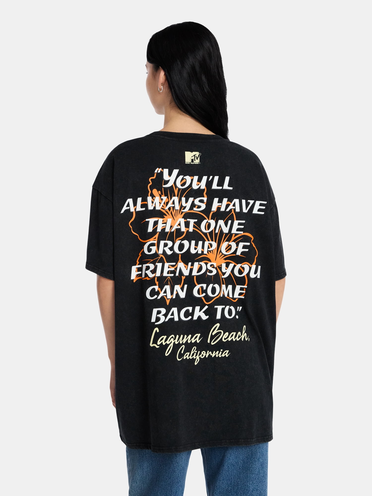 Laguna Beach Women's Oversized Graphic Tee with Short Sleeves, Sizes XXS-4X