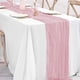 thumbnail image 1 of Camino de mesa plisado de poliéster bohemio | Mantel decorativo para San Valentín, bodas y fiestas | 90 x 180 cm, textura arrugada rosa para cenas y eventos, 1 of 5