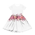 thumbnail image 3 of XADYUY Summer Dress for Girls Casual A-Line Short Sleeve Girls Tshirt Dresses Vintage Floral Print Crew Neck Sundresses Swing Flare Dresses with Pockets,9-10Years,White, 3 of 6