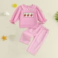 thumbnail image 2 of Toddler Baby Girl Long Sleeve Crew Neck Top & Pants Set - Two-Tone Top And Solid Pants for Outings 6-12 Months 12-24 Months 2t 3t 4t 5t 6t 7t 8t 9t Children Pink 12-18 Months, 2 of 4