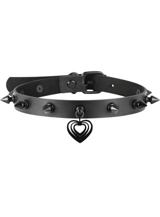 Emo Choker with Spikes Collar Women Man Leather Necklace Chain Jewelry on  The Neck Punk Choker Aesthetic Gothic Accessories