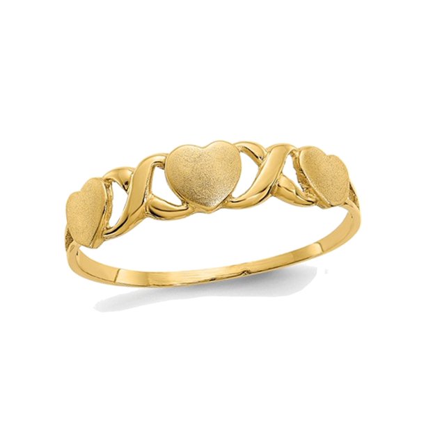 Gem And Harmony Ladies 14K Yellow Gold Triple Heart Promise Ring