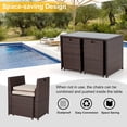 thumbnail image 3 of 5 Pieces Patio Dining Sets Outdoor Space Saving Rattan Chairs with Glass Table Patio Furniture Sets Cushioned Seating and Back Sectional Conversation Set, 3 of 8