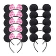 thumbnail image 2 of 6pcs/lot Mickey Mouse Ears Solid Black Red Bow Headband Set Costume Deluxe Fabric Mouse Ears Headband for Party Favor Decoration Gao Jinjia LED, 2 of 2