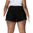 thumbnail image 2 of Gocolloa Women Plus Size Jean Shorts Sexy Stretchy High Waisted Frayed Raw Hem Denim Shorts Black 16W, 2 of 5