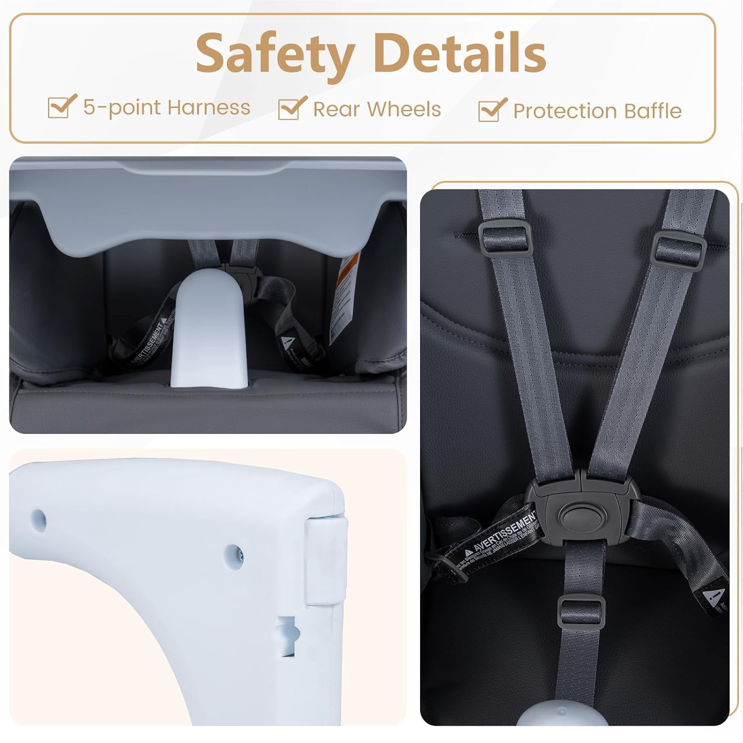 INFANS High Chair for Babies and Toddlers, Foldable Highchair with 7 Different Heights 4 Reclining Backrest Seat 3 Setting Footrest, Removable Tray Built-in Rear Wheels with Locks