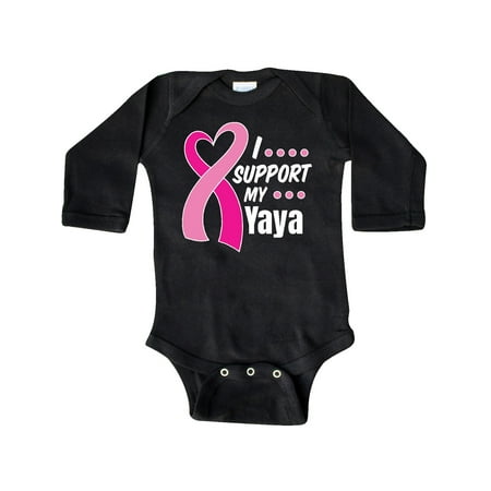 

Inktastic Breast Cancer Awareness I Support My Yaya with Pink Ribbon Gift Baby Boy or Baby Girl Long Sleeve Bodysuit