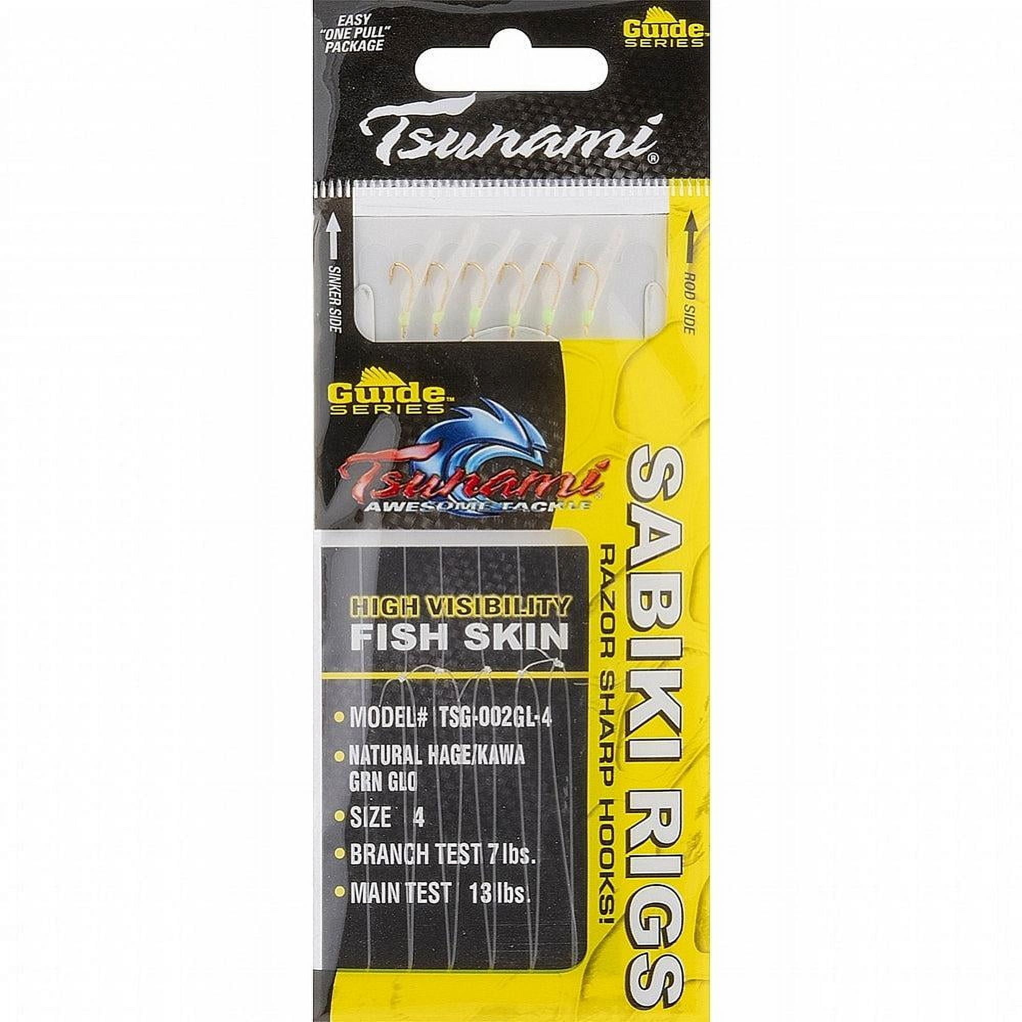 Tsunami Sabiki Fishing Rig Size 4 – Natural Hage, Kawa, Red, 6 Hooks