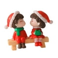thumbnail image 2 of 2Pcs Christmas Couple Figurines Miniature Figurine Art Bonsai Decor Romantic Christmas Miniature Ornament for Micro Landscape sitting, 2 of 7