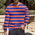 thumbnail image 2 of Men's T Shirts Color Blocked Striped Casual Trend Crew Neck Long Sleeve Tees Stretchy Fall Warm Basic Men Shirts Orange XL, 2 of 4