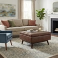 thumbnail image 3 of Simpli Home Owen 34 inch Wide Mid-Century Modern Coffee Table Storage Ottoman in Distressed Saddle Brown Vegan Leather, 3 of 6