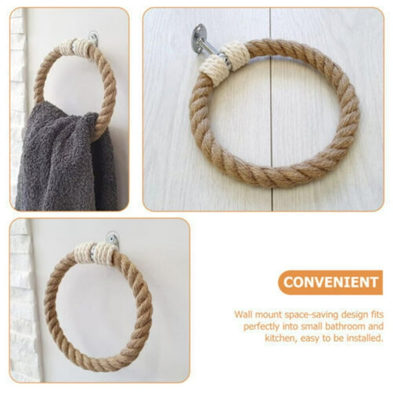 Nautical Towel Ring Coat Hanger Iron Rustic Hand Towel Holder Hemp