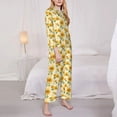 thumbnail image 3 of Pofeuu Yellow White Plaid Sunflower Print Womens Pajamas Set Long Sleeve Sleepwear Button Down Nightwear Soft Pj Lounge Sets Button Down Pajamas Women-Small, 3 of 7
