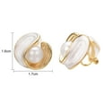thumbnail image 6 of Yoursfs Gold Stainless Steel Clip on Earrings for Women White Half Hoop Pearl Clip-on Earrings for Wedding Jewelry, 6 of 6