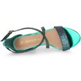 thumbnail image 4 of Sandalias De Tacón Cuadrado Correa Cruzada Con Purpurina Para Mujeres Verde 37 Allegra K, 4 of 6