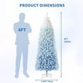 thumbnail image 2 of Ourlova 6FT Pencil Christmas Tree Prelit Blue Gradient Snow Flocked with 100 Dual Color LED Lights 320 Branch Tips, 2 of 7