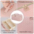 thumbnail image 2 of Cosmetiquera de Viaje de Gran Capacidad - Bolsa de Maquillaje de Cuero PU Impermeable con Asa y Separadores, Bolsa Organizadora de Cosmeticos, Neceser de Viaje para Mujer Portátil, 2 of 9