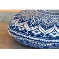 thumbnail image 2 of Stylo Culture Indian Round Floor Cushion Cover Mandala Meditation Cushion Printed Pouf Pillow Case Blue Large 32x32 Decorative Pom Pom Lace Cotton Ombre 1 Pc, 2 of 3