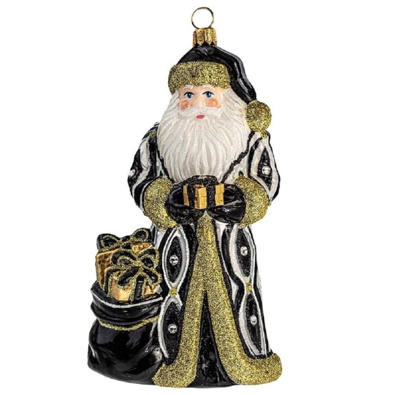 Glitterazzi Opposites Attract Santa Claus Polish Glass Christmas Ornament