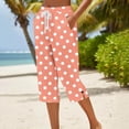 thumbnail image 6 of Hilenly Cotton Capri Pants for Women Loose Fit Casual Straight Leg Drawstring Elastic Waist Cropped Pant Summer Polka Dot Pants, 6 of 6
