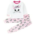 thumbnail image 2 of Cethrio Kids Girls Pajama Sets, 2-Piece Crew Neck Cotton Tops and Pants Set Pink Size 3-4 T, 2 of 3