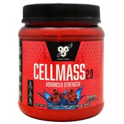 BSN CELLMASS 2.0 Post Workout Recovery with BCAA, Creatine, & Glutamine, Blue Raz, 25 Servings