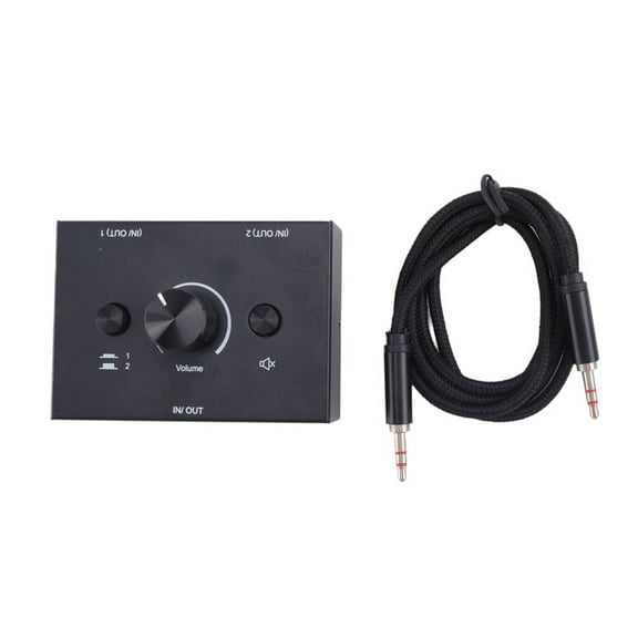 3.5mm Stereo Audio Switch 2 in 1 Out Switcher Passive Speaker Headphone Manual Selector Splitter Box Sharing