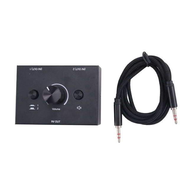 3.5mm Stereo Audio Switch 2 in 1 Out Audio Switcher Passive Speaker Headphone Manual Splitter Box Audio Sharing