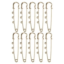 Uxcell 10 Pack Large Safety Pins, Brooch Pins with 3 Loops for DIY 2.56", Gold Tone