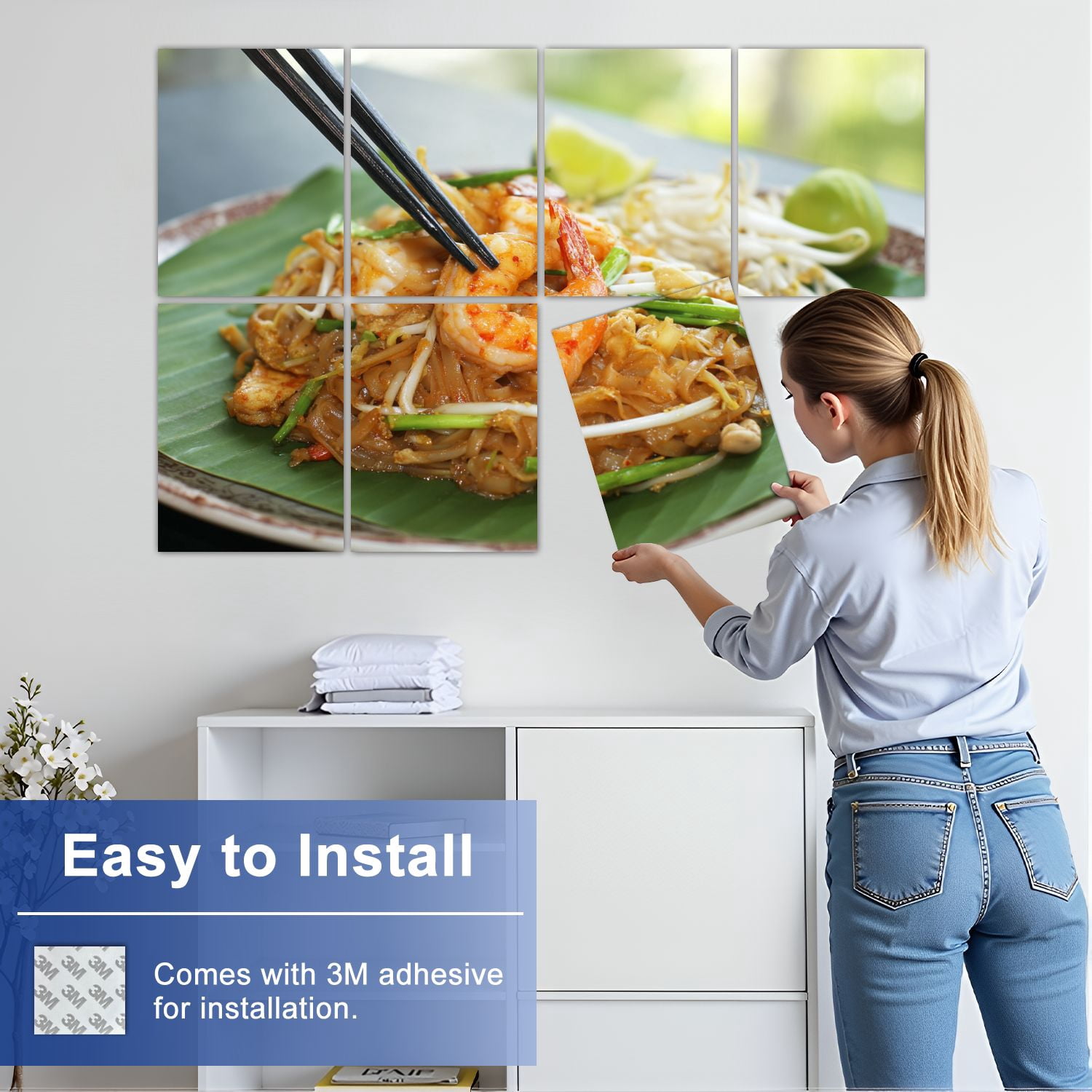 8 Pack Art Acoustic Panels Sound Absorbing Pad Thai Decorative Soundproof Wall Panels Self Adhesive for Nursery Game Room Bedroom 48"x32"