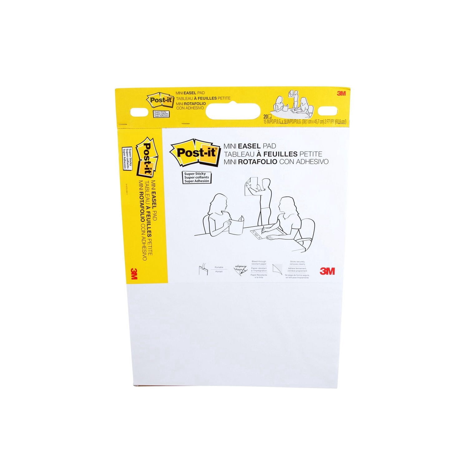 Post-it® Super Sticky Mini Easel Pad 577SS, White 15 in. x 18 in. (38.1 cm x 45.7 cm), 20 Sheets/Pad, 1 Pad/Pack