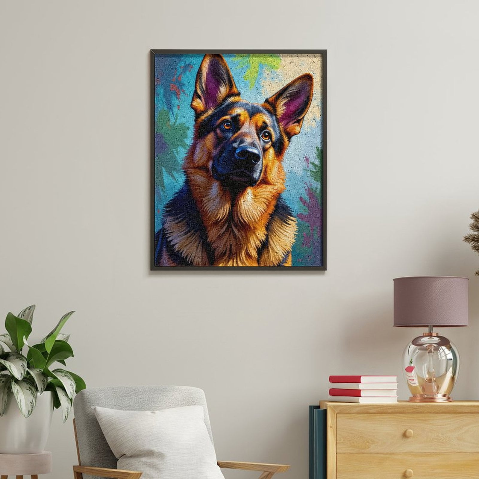 Paint by Numbers Kit for Adults, German Shepherd Vibrant Portrait Paint by Numbers, Easy Paint by Numbers Kit for Adults Beginner, DIY Adult Paint by Number Kits on Canvas, Home Decor