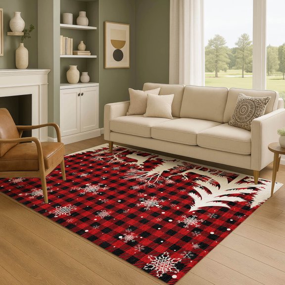 Addison Rugs Mayfield Premium Machine Washable Transitional Holiday Red Rectangle Rug, 3' x 5'
