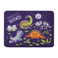 thumbnail image 1 of KDAGR Halloween Poster Design with Dinosaurs Set of Characters Zombie Pumpkin Doormat Floor Rug Bath Mat 23.6x15.7 inch, 1 of 1