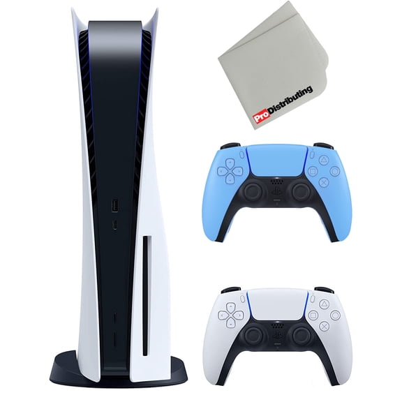 Pre-Owned Used Sony Playstation 5 Disc Version with Extra Controller Bundle with Cleaning Cloth - Starlight Blue