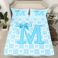 thumbnail image 2 of jejeloiu Kawaii Bows Twin Sheet Sets,Blue Letter M Bedding For Bowtie Girls 3 Pieces, 2 of 7