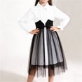 thumbnail image 6 of DxhmoneyHX Girls Vintage Dresses Suit Puff Short Sleeve Shirt Dress with Corset Tulle Skirt Party Pageant Gown Wedding Guest Outfits Dress Age 8-13 Years, 6 of 8