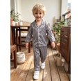 thumbnail image 3 of RUINIXCW Toddler Baby Girl Boy Silk Satin Pajamas Set Kids Spring Fall Winter PJS Set Sleepwear Striped Button Down Collar Long Sleeve Shirt Tops and Pants Set Loungewear Homewear, 3 of 9