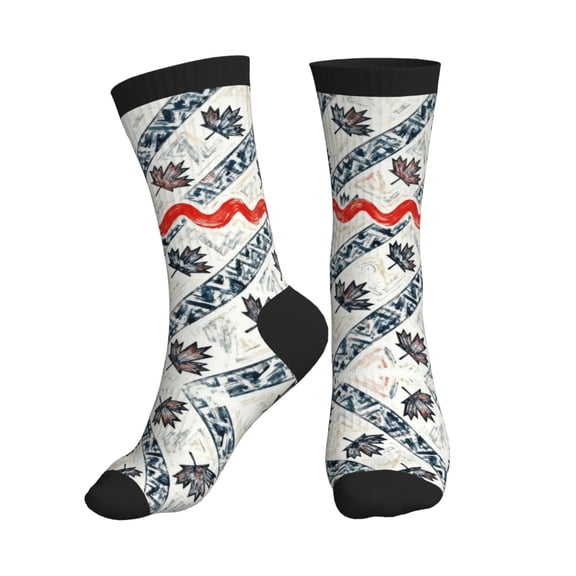 Athletic Socks Canadian Symbol Maple Leaf Pattern Sport Running Calf Socks Crew Socks for Men Women