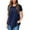 Blue, variant on Annhoo Summer Tops for Women Round-Neck Asymmetrical Short Sleeve Button Decoration Short Basic Casual Tunics
