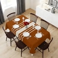 thumbnail image 6 of Burnt Orange Beige Striped Table Cloth Waterproof Tablecloths, Modern Farmhouse Retro Lines Tablecloth Dining Table Cover for Kitchen Party Tabletop Outdoor, Rectangle Tablecloth 54x108 Inch, 6 of 9