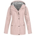 thumbnail image 1 of Women's Thickened Windproof Anorak Overcoat Warm Plus Size Solid Color Striped Drawstring Hooded Snow Jacket Outerwear, 1 of 5