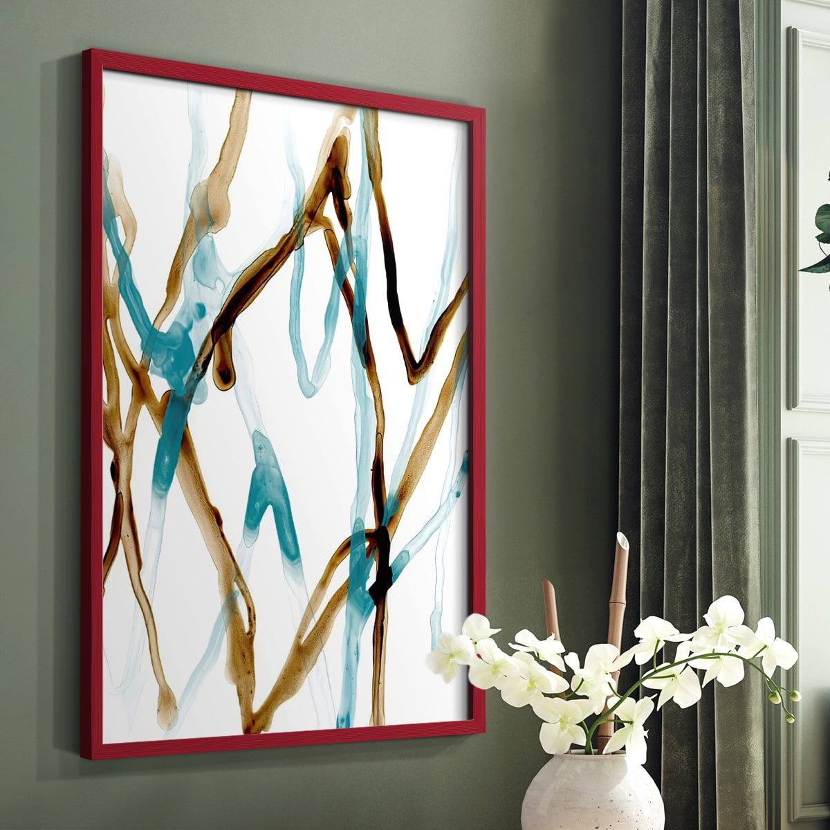 Runnel XVIII Framed Print in Red Solid Wood Framed Print No Nail Hanging