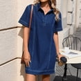 thumbnail image 4 of Favoffer Women's Denim Dresses Turn Down Neck Short Sleeve Straight Cut Washed Fabric Casual Outfits Daily Gowns Skirts Party Dating Daily Leisure, 4 of 7