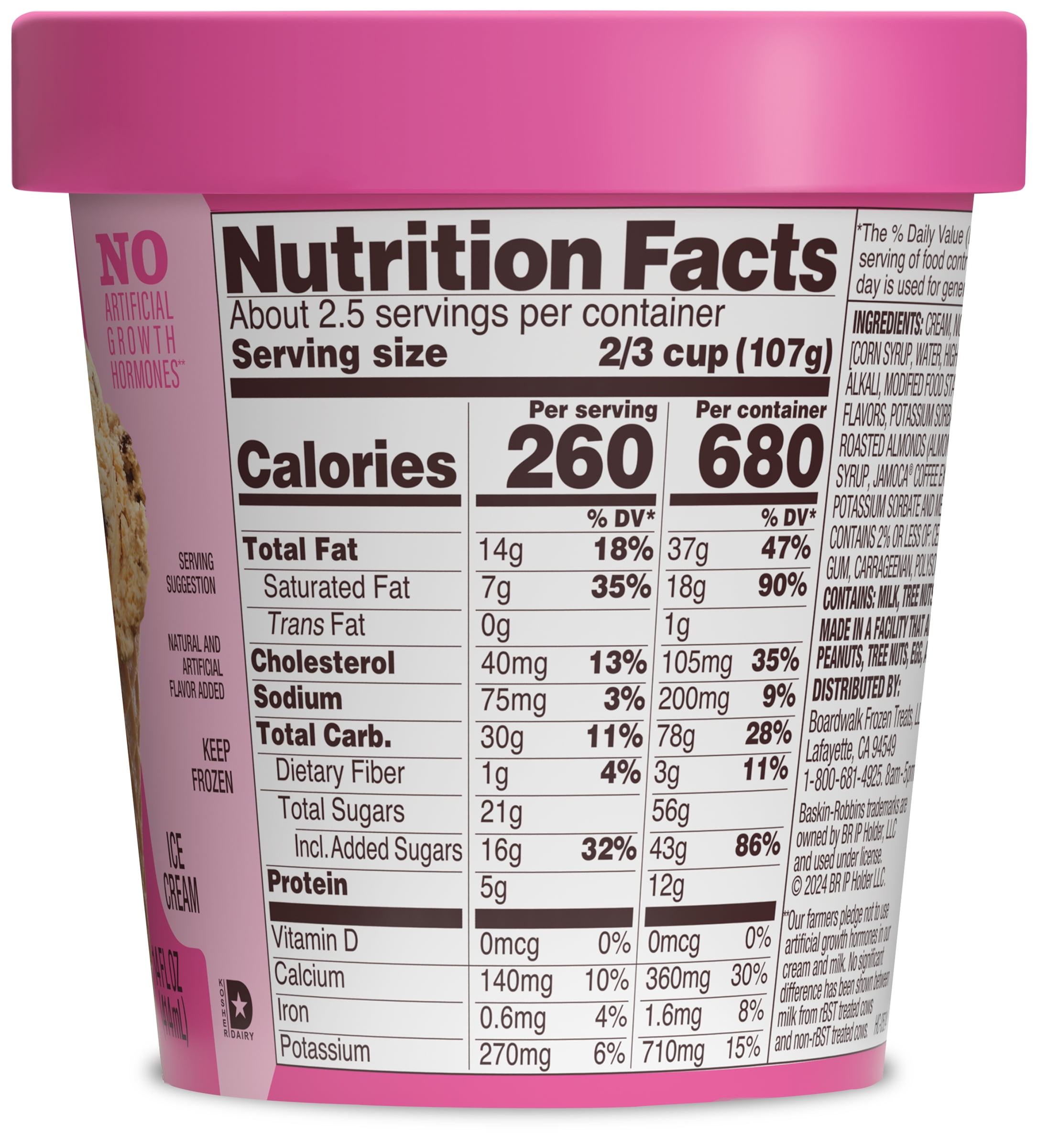 Baskin-Robbins Jamoca Almond Fudge Ice Cream, 14 fl oz Cup – Coffee Ice Cream with Roasted Almonds and Chocolate Fudge Swirl